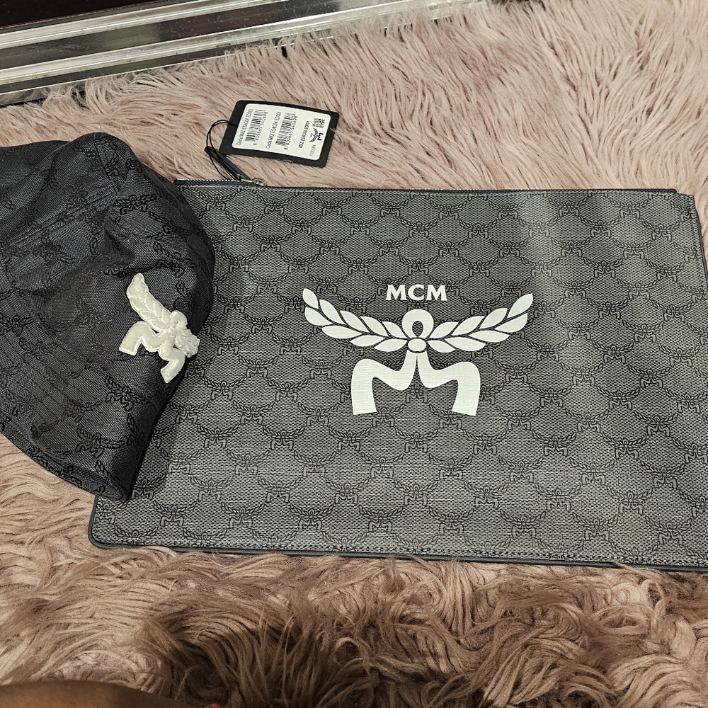 Authentic MCM pouch with top zipper